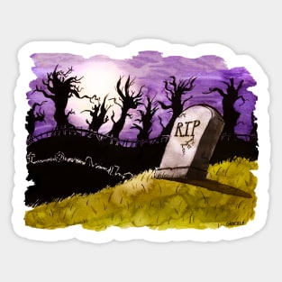 Moonlit Cemetery Sticker